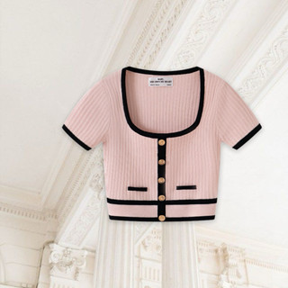 Áo Dara Tingoan cổ vuông croptop len tăm newtag săn sale