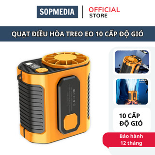 Quạt đeo thắt lưng pin 10000mah SOPMEDIA quạt treo eo 10 cấp độ gió, quạt điều hoà đeo hông đeo cổ thắt lưng dùng 10h
