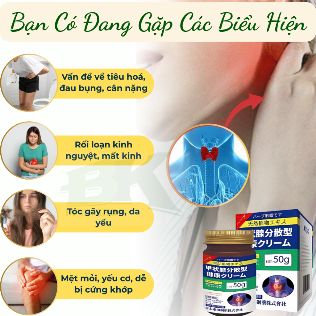 Kem Tan Tuyến Giáp, Cường Giáp Senjoko  50Gr - Giảm Đau, Bóc Tách Tế Bào U Tuyến Giáp, Dưỡng Da Khỏe Mạnh | BK INNO