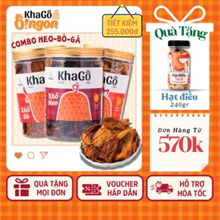 Combo 3 Loại Khô Heo-Bò-Gà 300g, Khô gà lá chanh, Khô bò sợi, Khô bò miếng, Khô heo ăn vặt | KHA GỒ