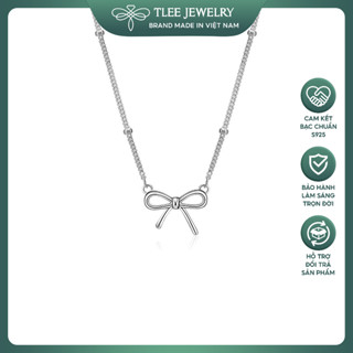 Dây chuyền bạc nữ TLEE dây bi mix mặt nơ xinh xắn, dễ thương TLEE JEWELRY D0397
