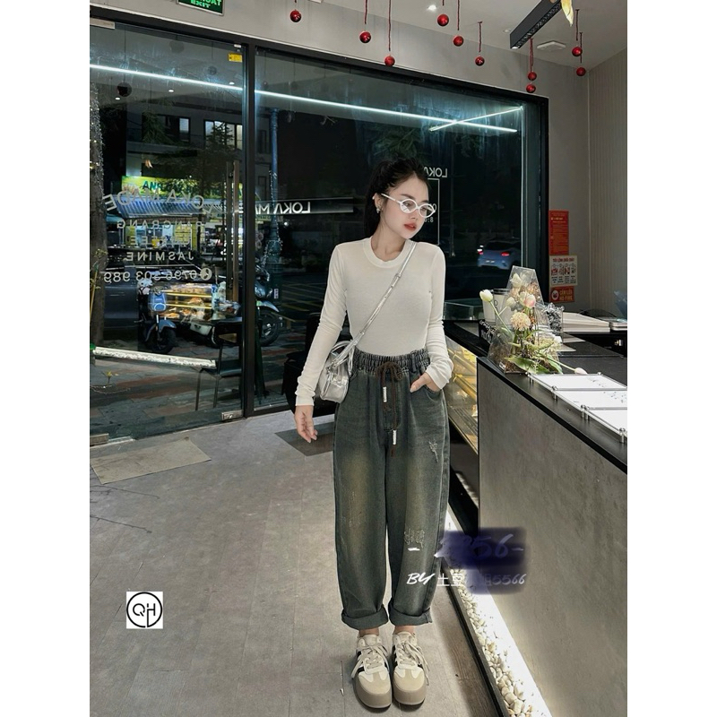 Quần jean dáng baggy hót, quần bò baggy, quần bò dáng baggy nữ, quần bò nữ