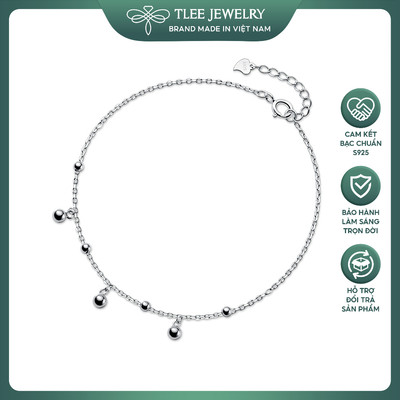 Lắc chân bạc nữ TLEE s925 charm hình bạc tròn duyên dáng nữ tính TLEE JEWELRY LC0132
