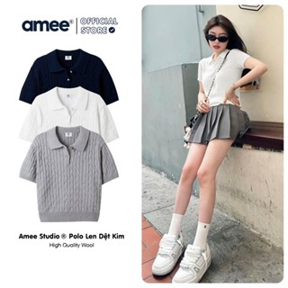 Áo Polo Cổ Bẻ Ngắn Tay Len Dệt Kim Amee Studio Local Brand Dành Cho Nữ