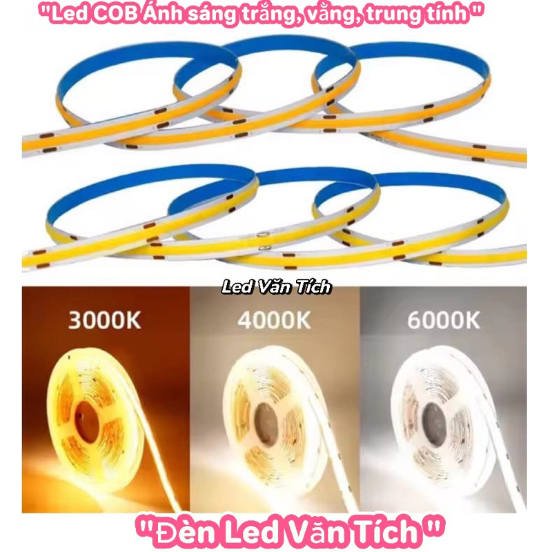 Led cuộn dây dán 12V, led COB 12V,  led siêu sáng không lộ mắt led dùng cho nội thất, ô tô