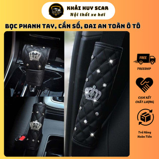 Bọc Phanh Tay, Cần Số, Đai An Toàn Ô Tô Đính Đá Vương Miện, Thiên Nga Trang Trí Nội Thất Ô Tô