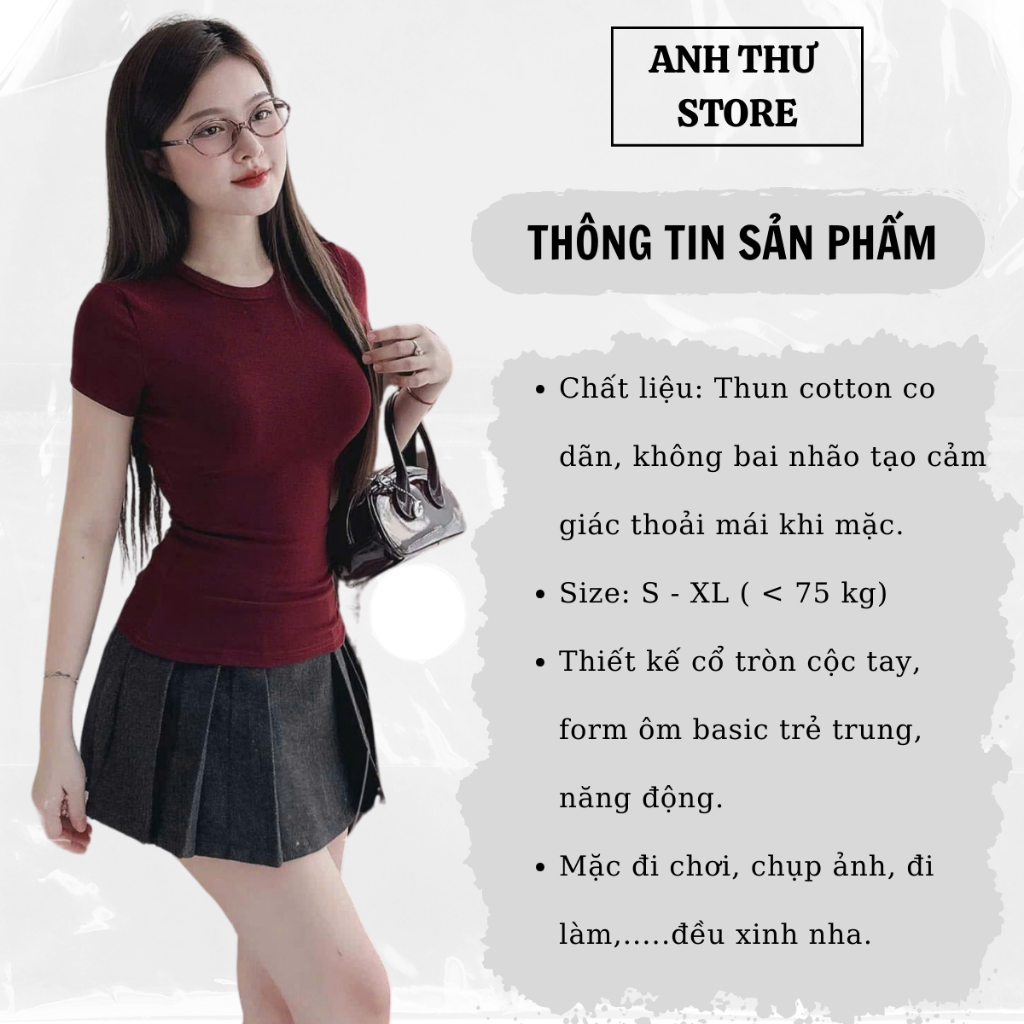 Áo Thun Nữ Cotton Cộc Tay Mịn Mát Không Pha NiLon, Áo Phông Ao Thun Đẹp Ôm Body Bigsize Nữ Cổ Tròn Basic Co Giãn 402 | BigBuy360 - bigbuy360.vn
