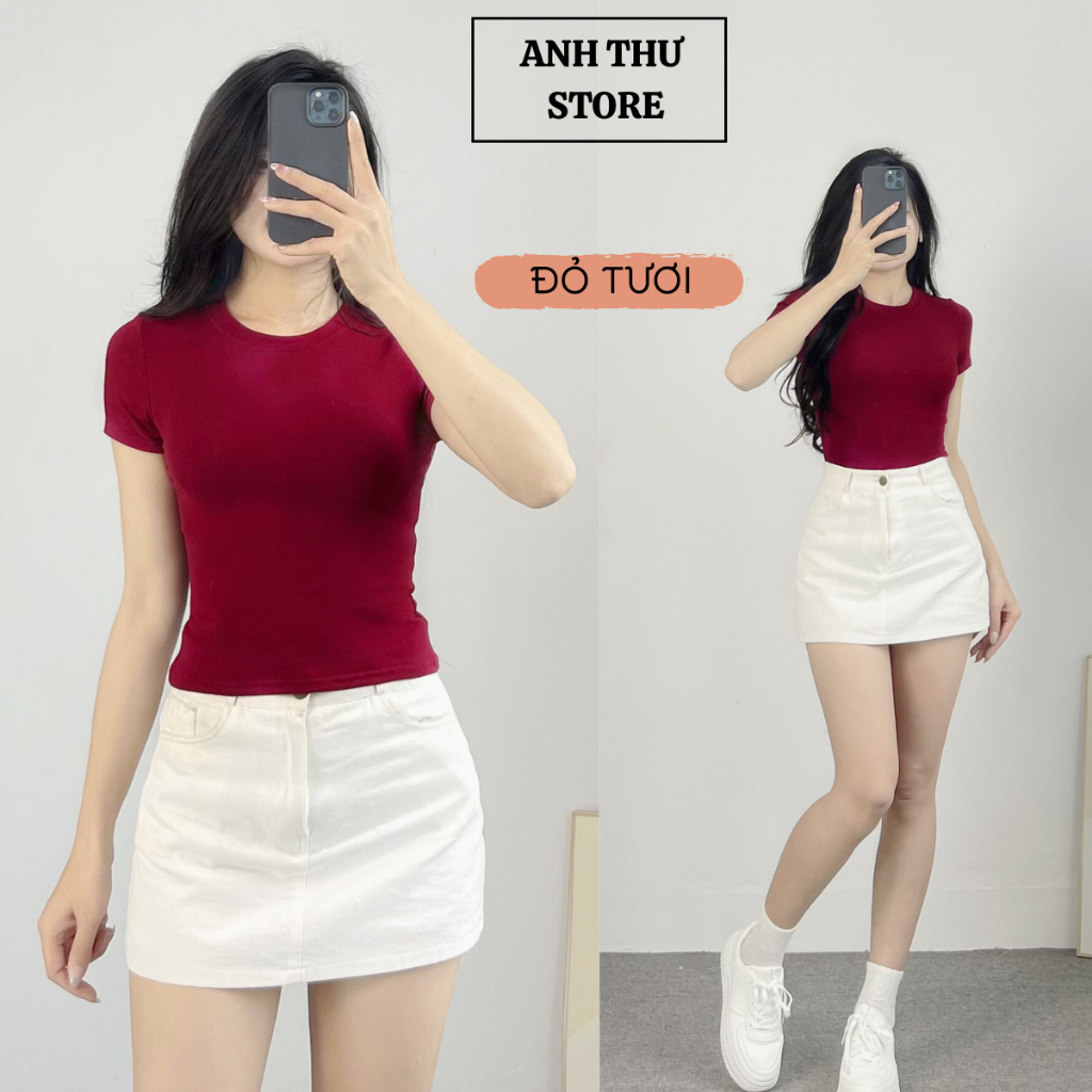 Áo Thun Nữ Cotton Cộc Tay Mịn Mát Không Pha NiLon, Áo Phông Ao Thun Đẹp Ôm Body Bigsize Nữ Cổ Tròn Basic Co Giãn 402 | BigBuy360 - bigbuy360.vn