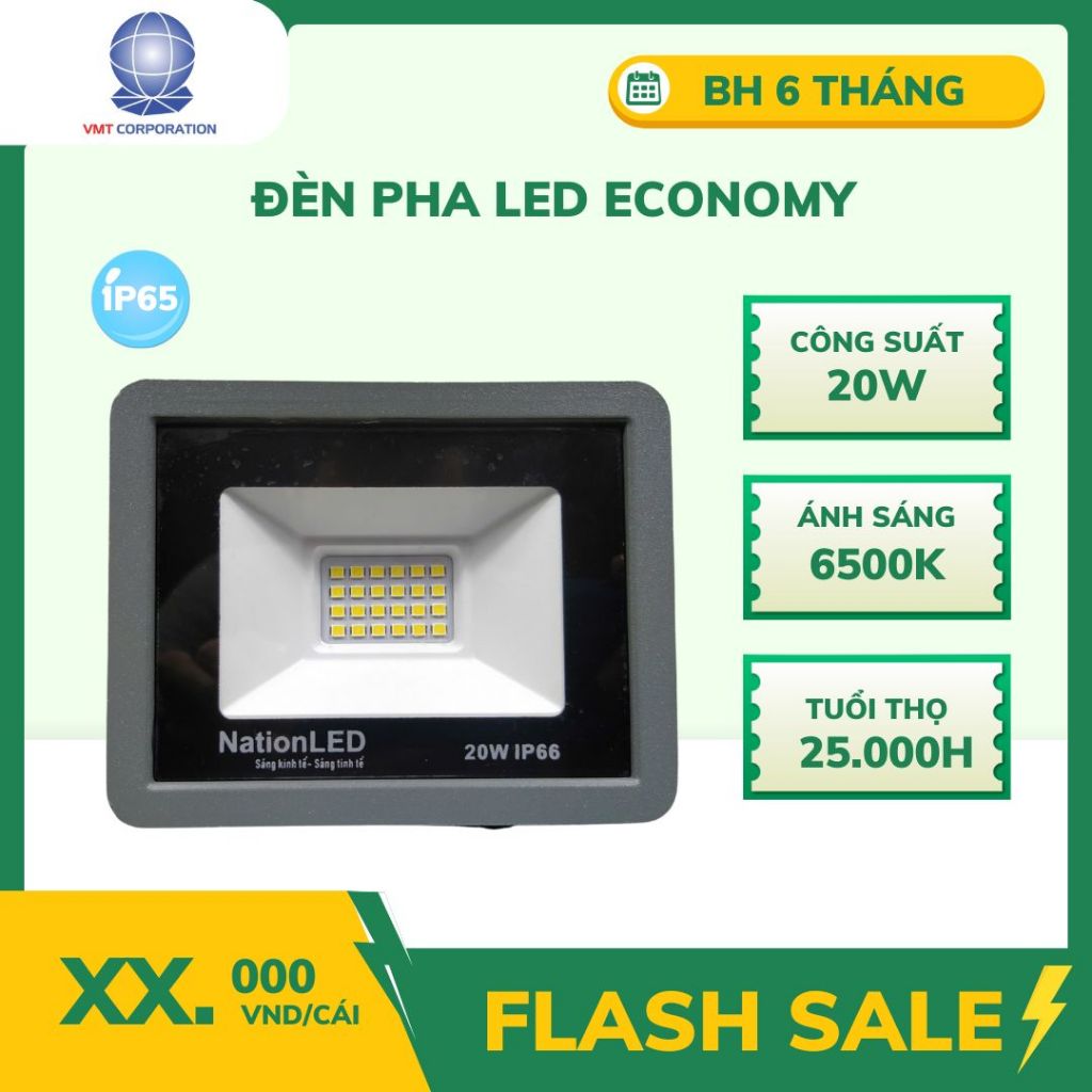 Đèn Pha LED 20W Ngoài Trời IP66 – NAEC-FLM-20 – XẢ KHO GIÁ CHỈ 45K