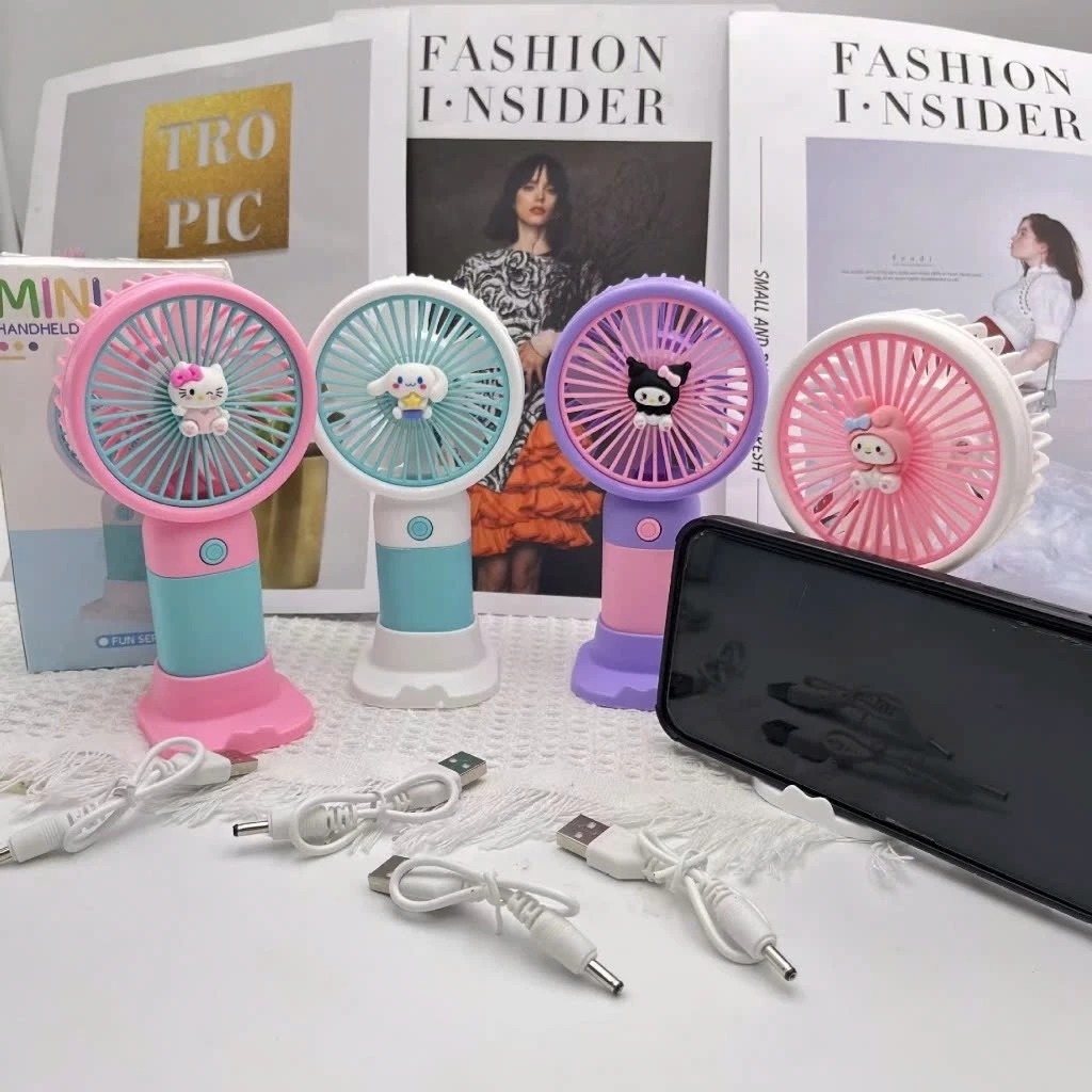 Quạt Mini Hoạt Hình Dễ Thương, Quạt Tích Điện, Quạt Sạc USB, Quạt Mini Cầm Tay Phong Cách Cute | BigBuy360 - bigbuy360.vn
