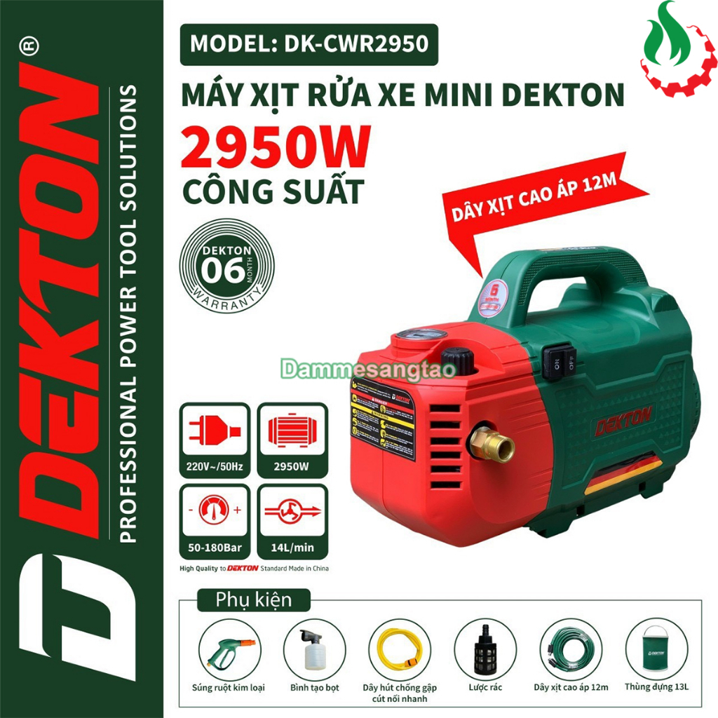 Máy Rửa Xe Chỉnh Áp DEKTON DK-CWR2951 điện 220V