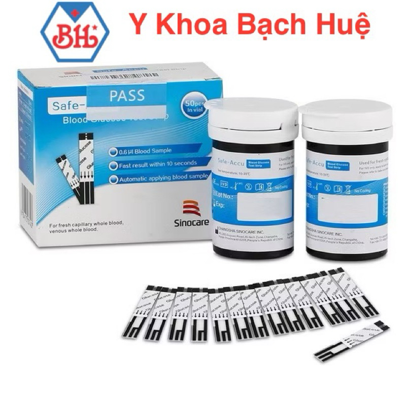 Que Thử Đường Huyết Safe Accu SINOCARE. Que Thử Đường Huyết Sinocare (hộp 50 que) Hạn Dài – Dễ Sử D