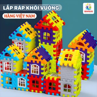 Đồ Chơi Lắp Ghép Xếp Hình Khối Xây Dựng Benrikids Cho Bé Có Miếng Ghép Vuông To Nhiều Màu Sắc Cho Bé Sáng Tạo
