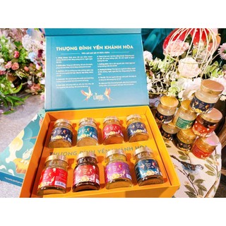  Yến Sào NHA TRANG - Hộp quà biếu tặng cao cấp 8 hũ yến mix vị + hộp yến + 1 túi nilon thương hiệu 