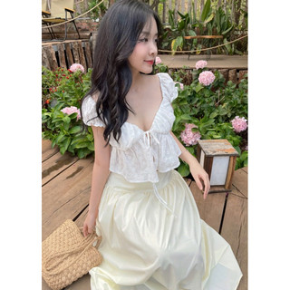  Áo Babydoll Tay Bèo Xếp Li Ngực  Một Mẩu House  
