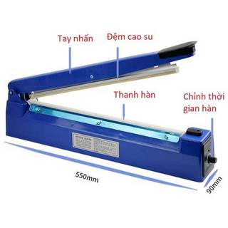 Máy hàn miệng túi dập tay dùng cho gia đình hay các cơ sở nhỏ, chiều dài đường hàn là 20 - 30 - 40cm