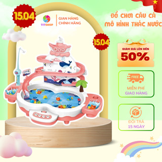 Đồ Chơi Câu Cá Cầu Trượt Mô Hình Thác Nước: Có Đèn, Có Nhạc, Cá nhẩy Vui Nhộn