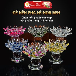 Đế Nến Hoa Sen Pha Lê Cao Cấp CHÂN THIỆN MỸ, Đồ Phong Thủy Trang Trí Phòng Thờ, Trang Trí Nội Thất