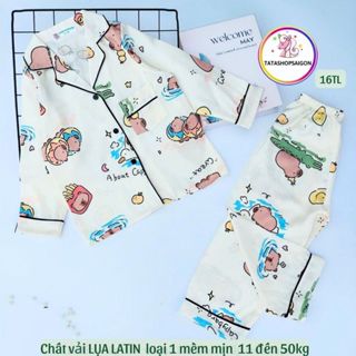 [12 50KG] Bộ pijama tay dài cho bé trai bé gái chất lụa LATIN cao cấp size đại - bộ quần áo thu đông cho bé 089