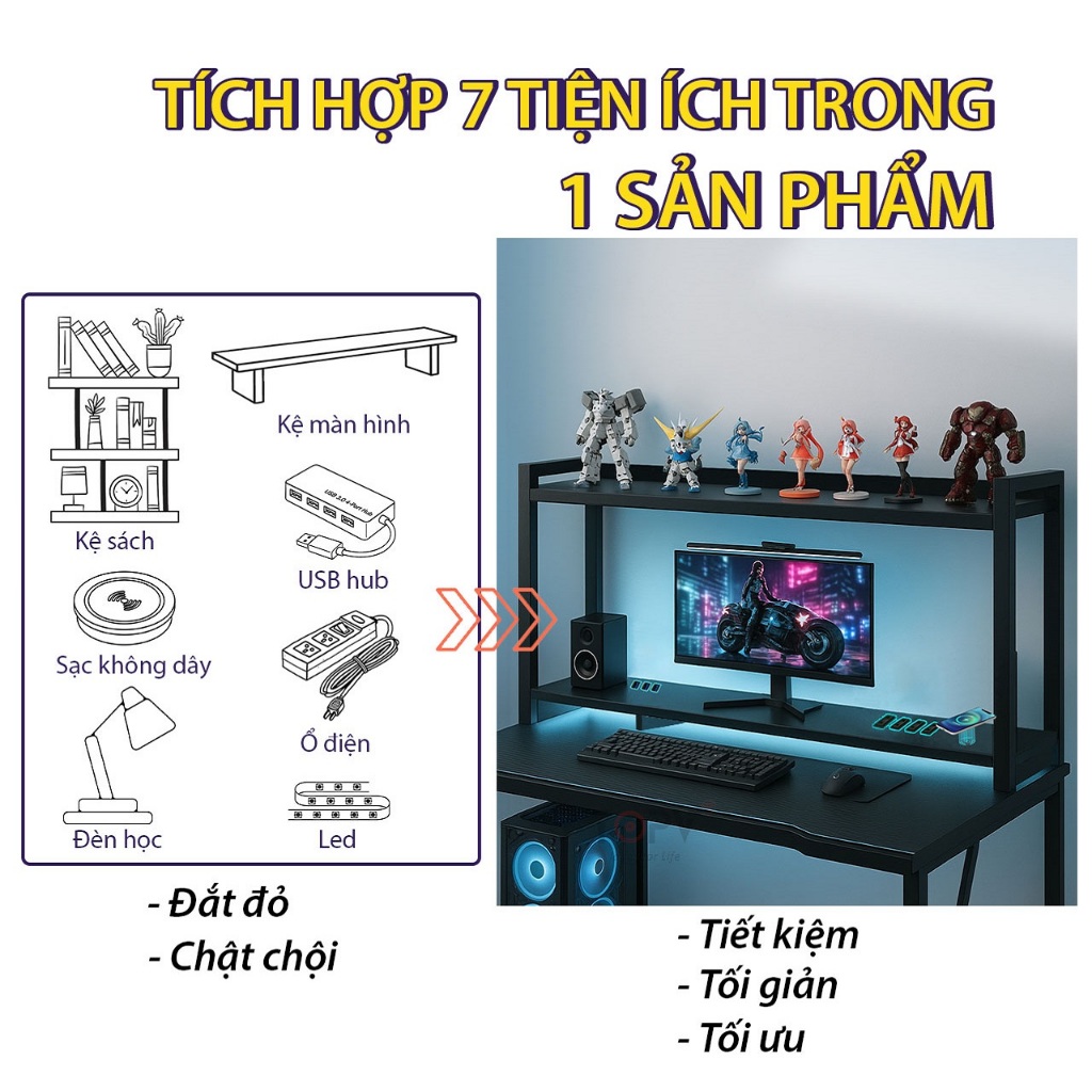 Kệ màn hình kiêm kệ để bàn làm việc giá sách decor để đồ 2 tầng gỗ nhỏ tủ trang trí bàn học trắng | BigBuy360 - bigbuy360.vn