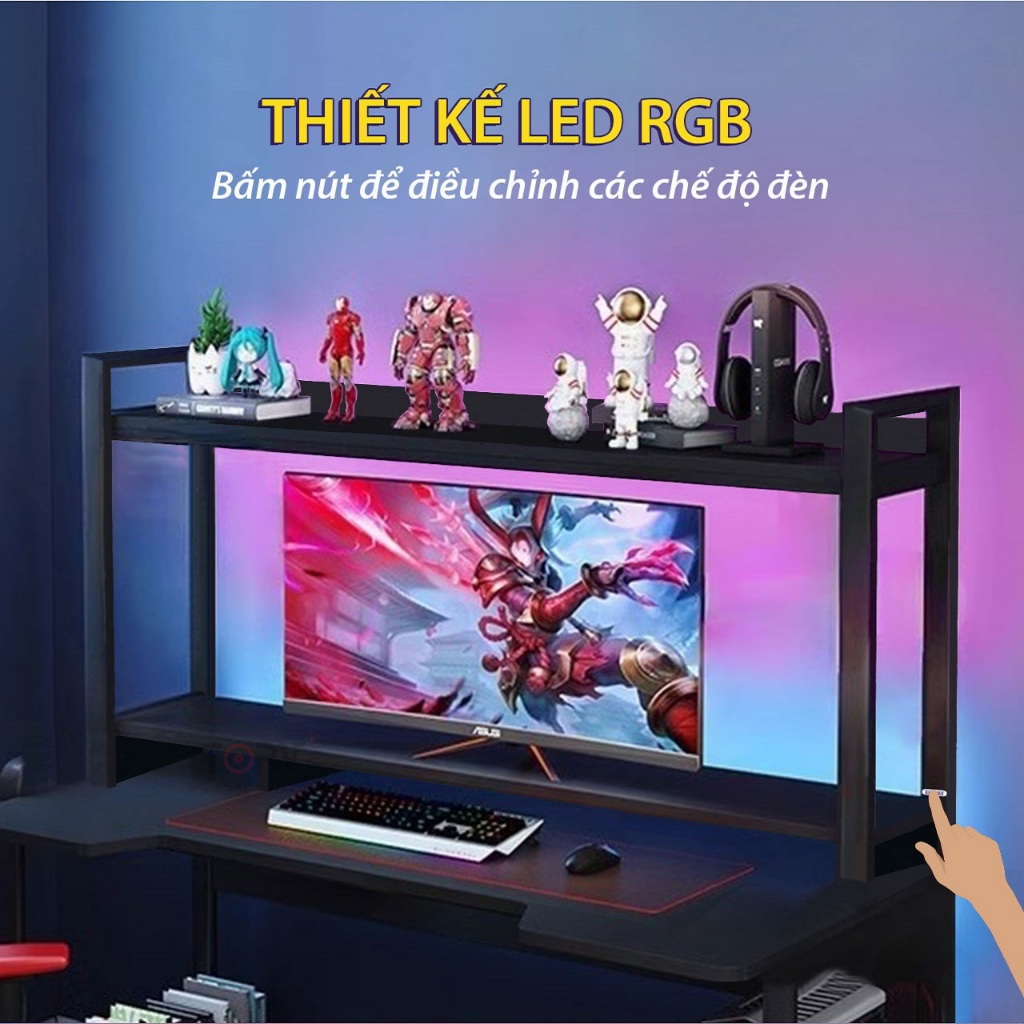 Kệ màn hình kiêm kệ để bàn làm việc giá sách decor để đồ 2 tầng gỗ nhỏ tủ trang trí bàn học trắng | BigBuy360 - bigbuy360.vn