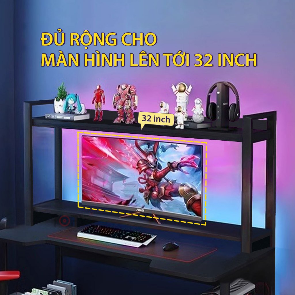 Kệ màn hình kiêm kệ để bàn làm việc giá sách decor để đồ 2 tầng gỗ nhỏ tủ trang trí bàn học trắng | BigBuy360 - bigbuy360.vn