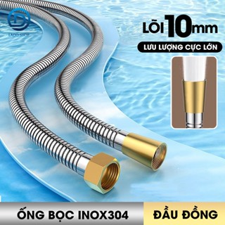 Ống nước vòi sen vòi xịt vệ sinh lõi lớn, tăng lưu lượng nước gấp nhiều lần, dây bọc inox 304 và 2 đầu đai ốc bằng đồng