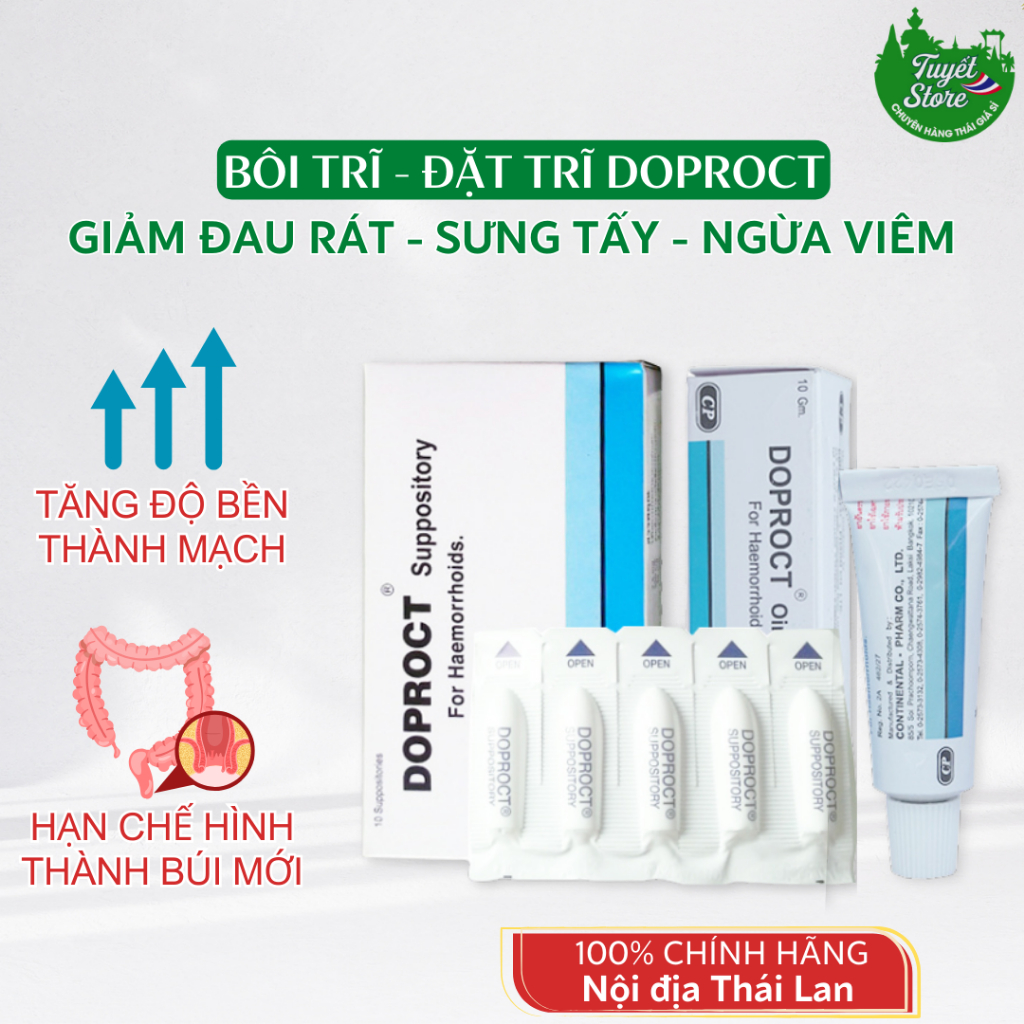   Che tên  Kem bôi trĩ - viên đặt trĩ Doproct Thái Lan 