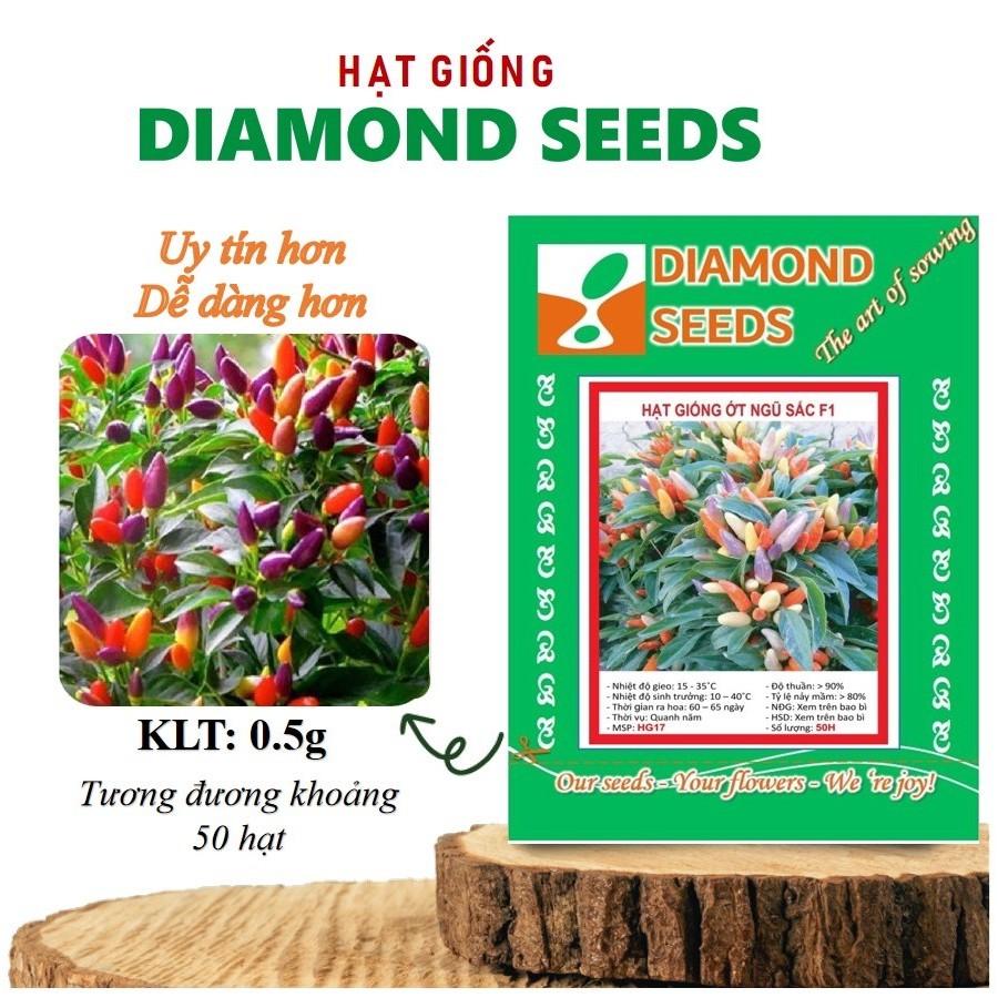 Hạt giống Ớt Ngũ Sắc, Dễ Trồng, Đẹp Mắt, Cây Vừa Làm Cảnh Vừa Làm Gia Vị (Gói 40 Hạt) - GÓI HÃNG UY TÍN