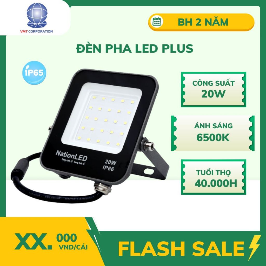 Đèn Pha LED PLUS 20W Siêu Sáng – IP66 – NAPL-FLM-20 – Giá Chỉ 75K