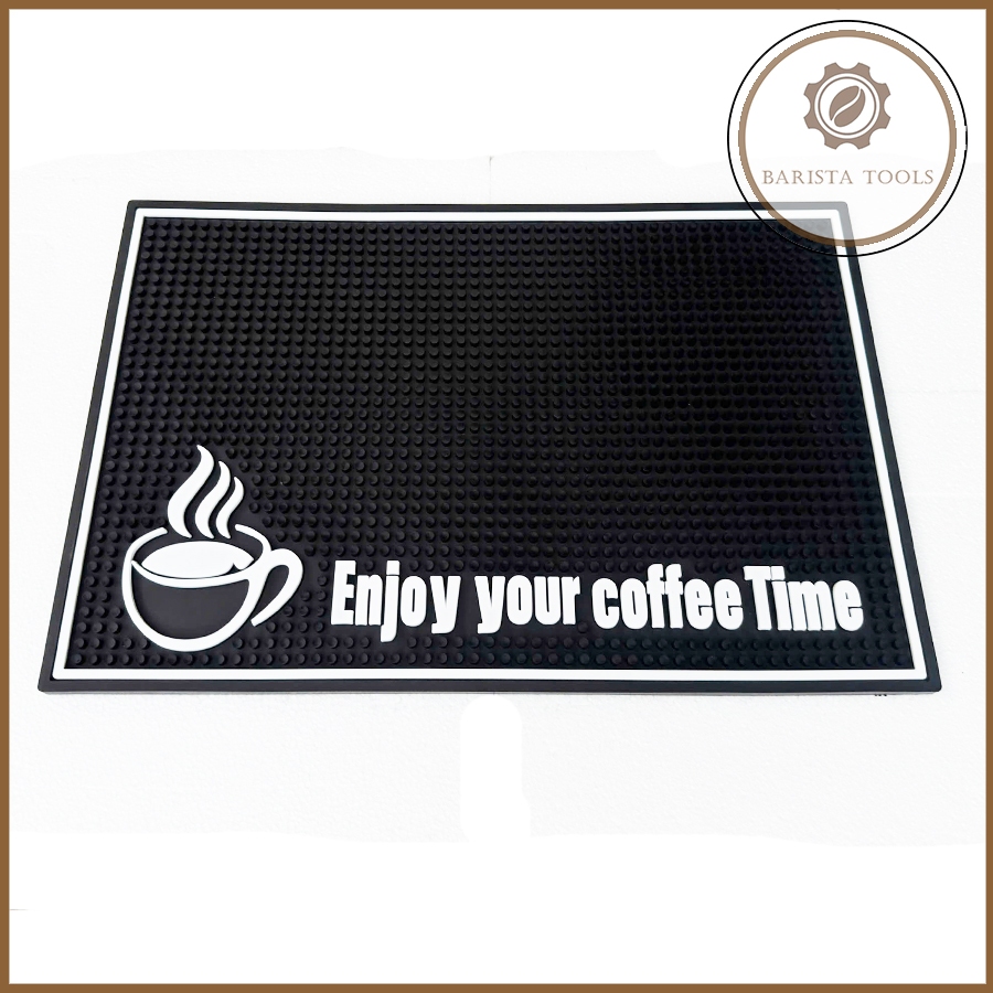 Thảm bar cao su viền trắng ''Enjoy your coffee Time'' 30x45cm