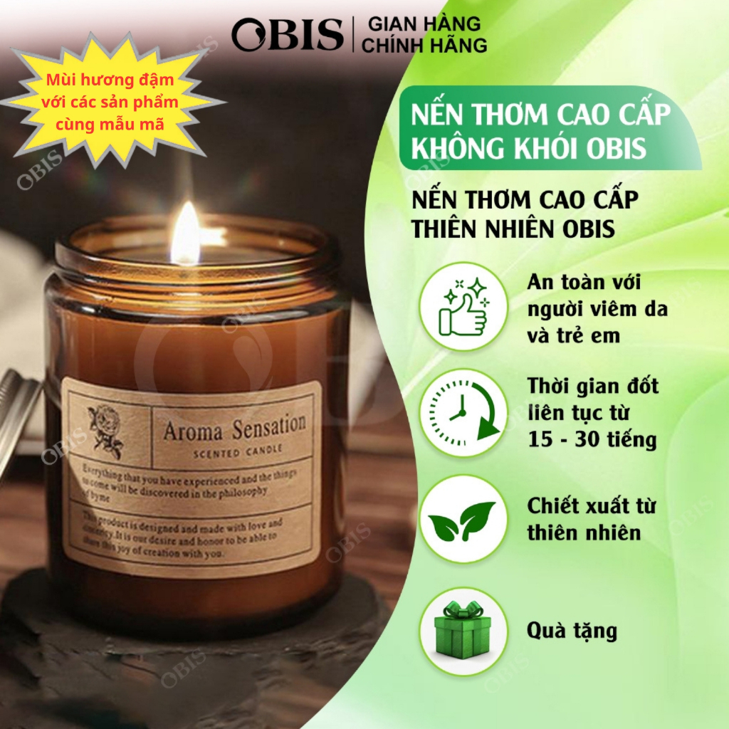  Quà tặng noel tặng sinh nhật - Nến thơm phòng OBIS Romantic đậm hương không khói Nến sáp decor khử mùi NT4 