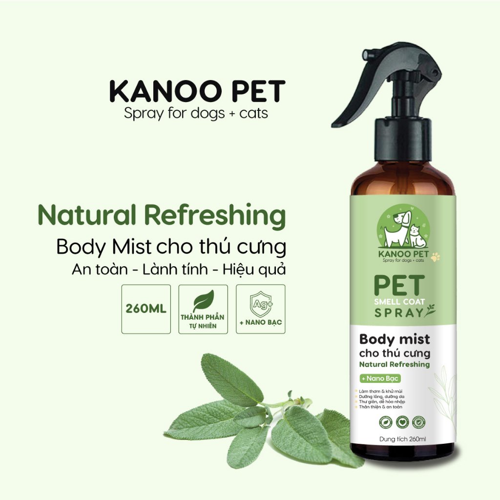 Bodymist xịt thơm khử mùi cho chó mèo Natural Refreshing - dưỡng da lông, thơm lâu hương nước hoa