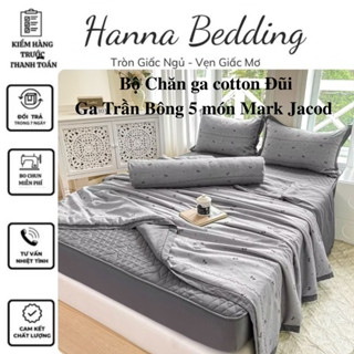 Bộ Cotton Đũi Mềm Mát 5 Món- Ga Chun Trần - Chăn Trần Hè (Có Vỏ Gối Ôm).Hannabedding