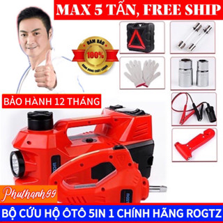 Bộ dụng cụ cứu hộ ô tô 5in 1 ROGTZ, kích nâng gầm, tháo siết bulong, bơm hơi, đèn pin, BH 12 Tháng