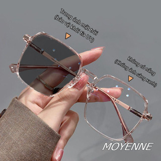 【Hàng có sẵn Kính đổi màu thời trang chống tia cực tím Kính râm gọng vuông lớn