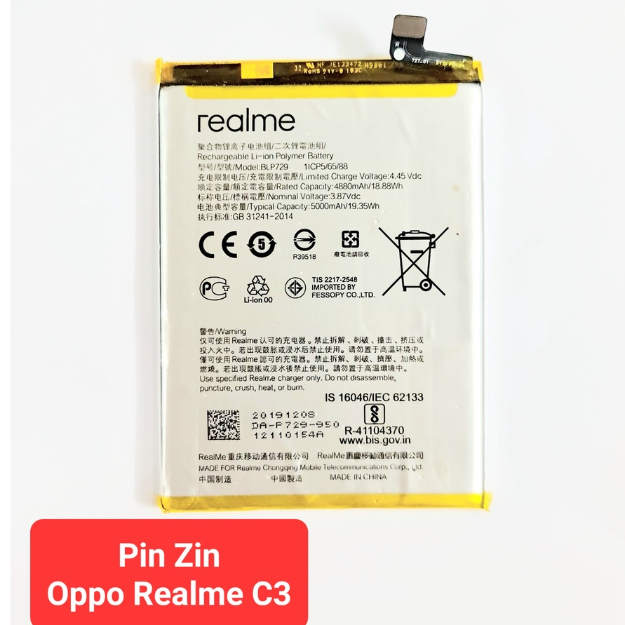 Pin(BLP729) Điện thoại Oppo Realme C3 hàng Zin tháo máy