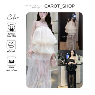 VN16 ( Có Bigsize) SET ÁO QUÂY CÚP DÁNG BOM + CHÂN VÁY MAXI REN ĐI BIỂN, DẠO PHỐ by CarrotShop