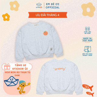 Áo sweater cho bé, áo tay dài trái cam bé trai bé gái Em Bé Ơi, áo nỉ chân cua dài tay cho bé