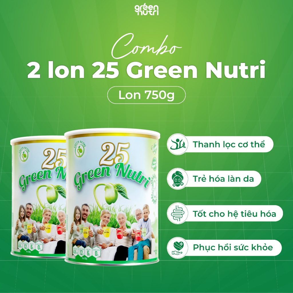 [Nhập Khẩu 100%] Combo 2 Lon Sữa Hạt Ngũ Cốc 25 Green Nutri Thành Phần 25 Loại Hạt Đậu - Lon 750gr