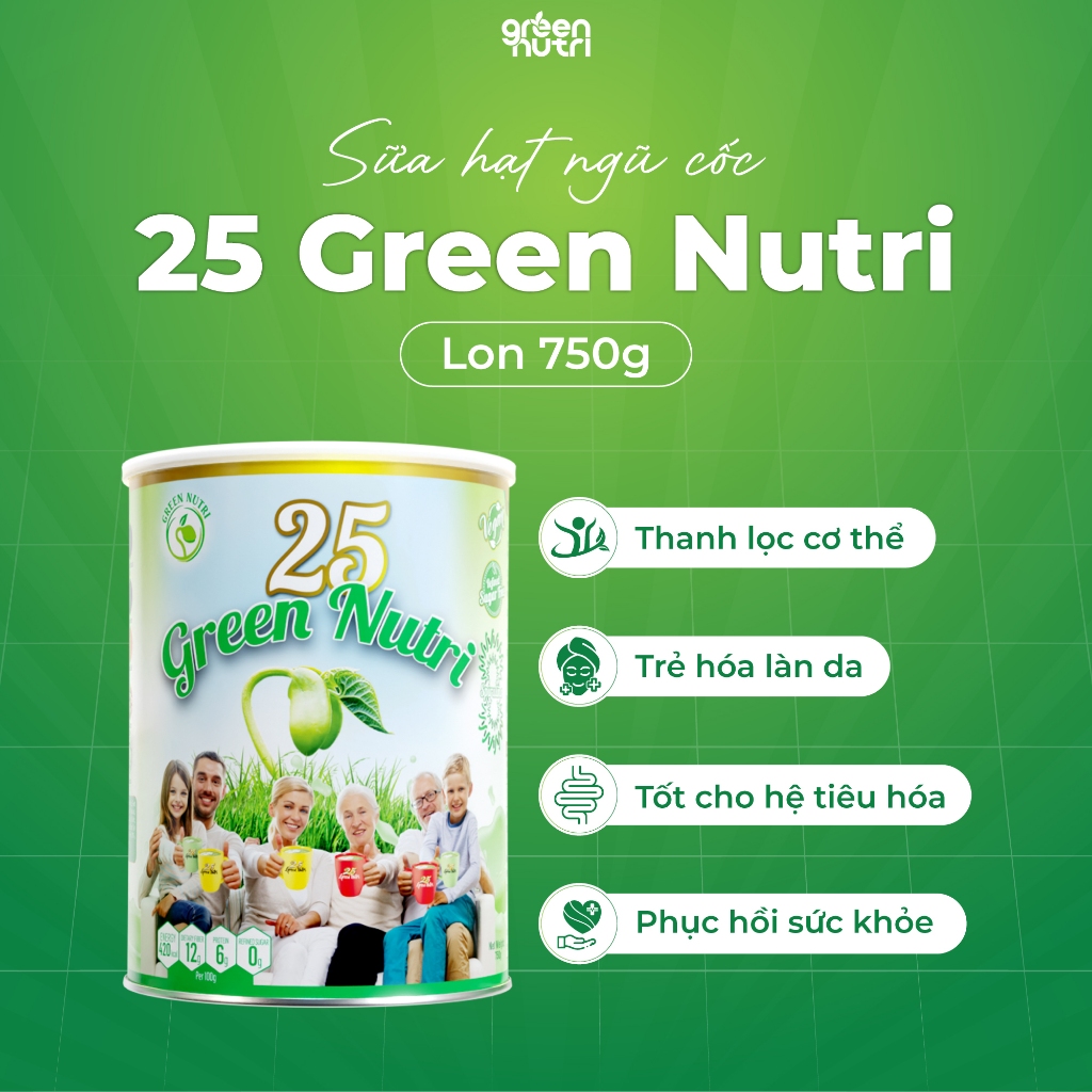 [Nhập Khẩu 100%] Sữa Hạt Ngũ Cốc 25 Green Nutri Thành Phần 25 Loại Hạt Đậu - Dạng Lon 750gr