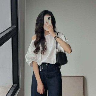 Áo Kiểu Nữ Trễ Vai Tay Bồng Dáng Basic Mùa Hè Kimee - KA547