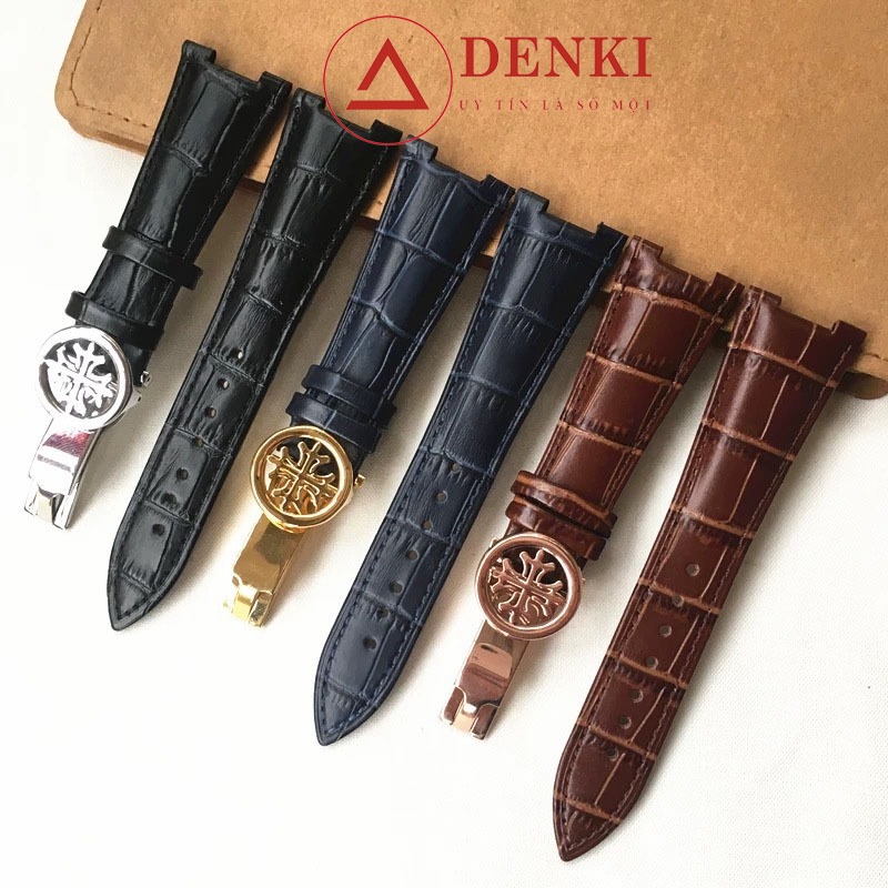 Dây đeo đồng hồ bằng da thật cho Patek Philippe 5711 5712G Đồng hồ Nautilus kèm khóa hoa thị