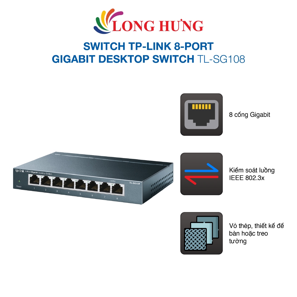 Switch TP-Link 8-Port Gigabit Desktop Switch TL-SG108 - Hàng chính hãng