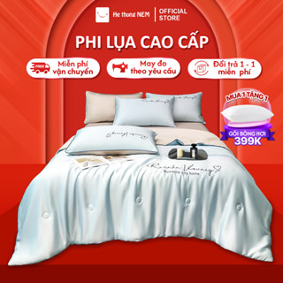 Bộ Chăn Ga Gối Lụa Thái Hệ Thống Nệm Cao Cấp Set Ga Giường 5 Món Chăn Chần Phi Lụa Thái Trải Phủ Giường Mát Lạnh Mùa Hè