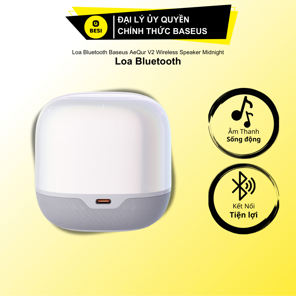 Loa Bluetooth Mini Baseus AeQur V2 | Âm Thanh Vòm 360 Độ, Bass Mạnh Mẽ, Pin Cực Trâu 30 Giờ