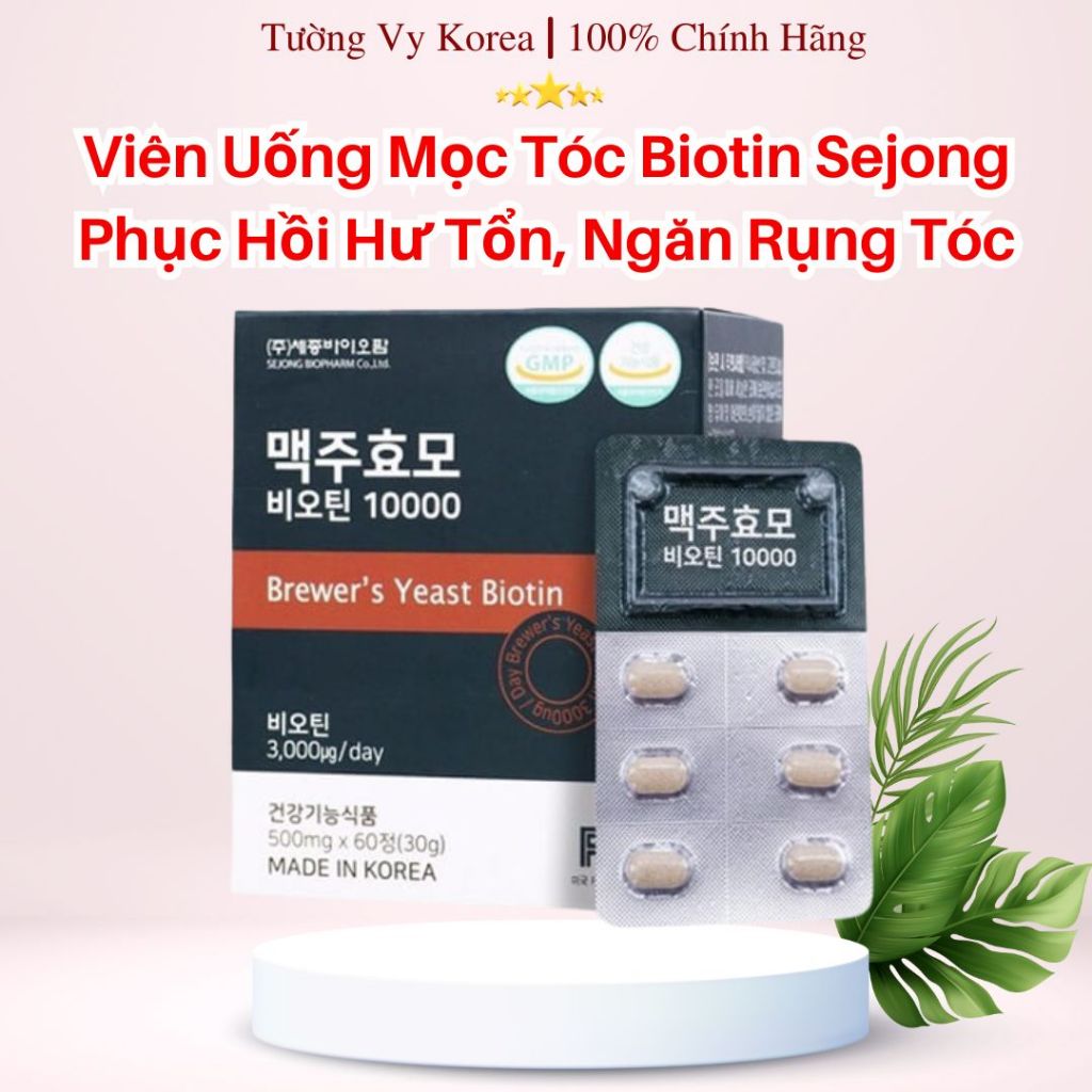 (CHÍNH HÃNG) Viên Uống Mọc Tóc Biotin Sejong Biopharm Hàn Quốc Phục Hồi Hư Tổn, Ngăn Rụng Tóc
