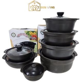 Nồi đất sứ loại 2 tráng men chống dính - Có nắp, sâu lòng, cạn lòng - Kho cá, thịt, mì cay, cơm niêu