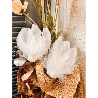 Kẹp tóc lông vũ, set kẹp lông vũ trắng hoặc hồng