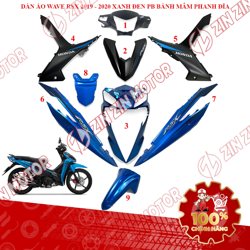 Dàn Áo Wave RSX 110 Fi 2019 2020 Xanh Đen Bánh Mâm Phanh Đĩa Chính Hãng - ZZM